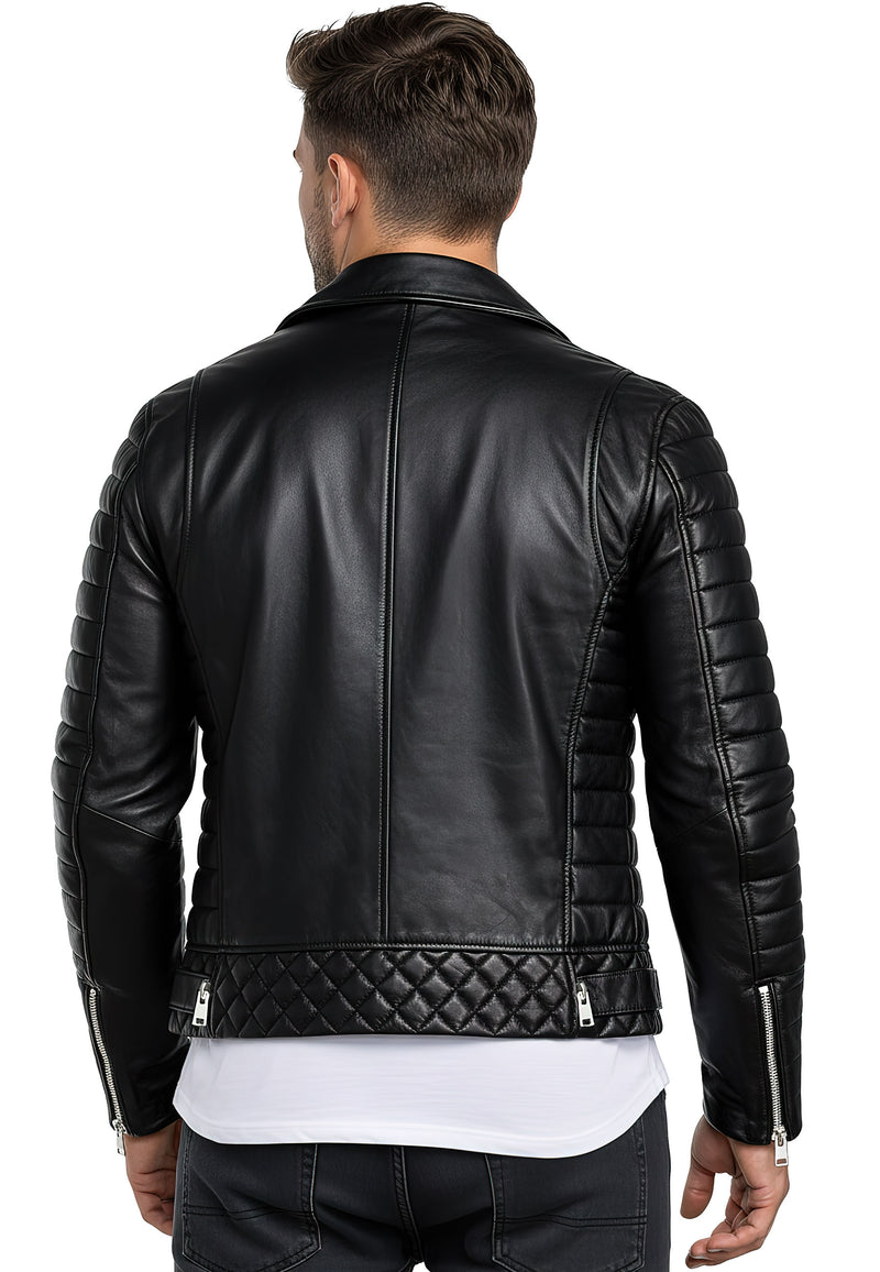 Herren Slim Fit Echtleder Jacke RS001LUX - Black