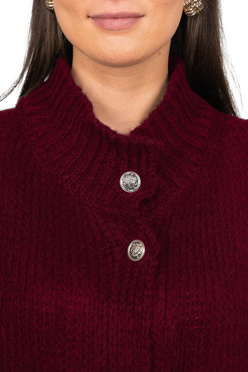Damen Relaxed Fit Strickjacke Oversized-Look 25RSW068 - Bordeaux