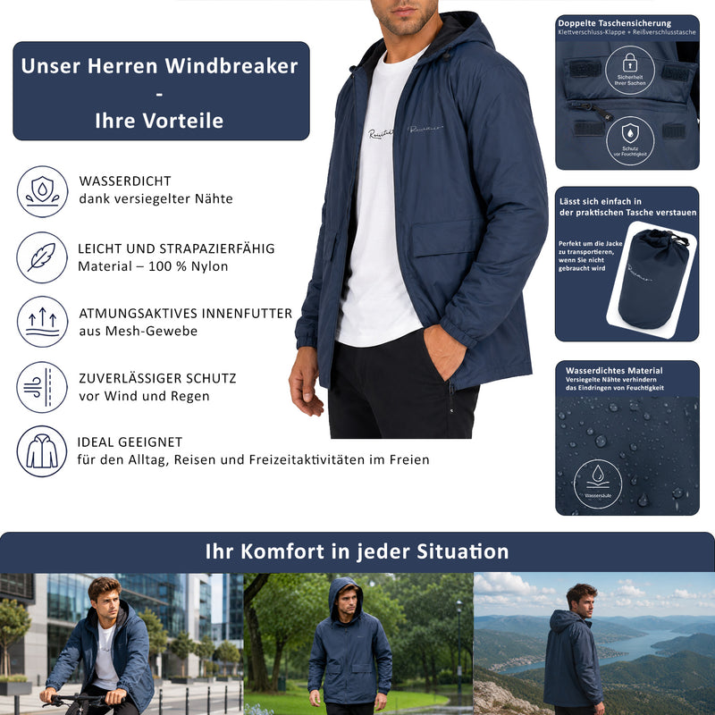 Herren Relaxed Fit Allwetter Windbreaker 24RS053 - Navy