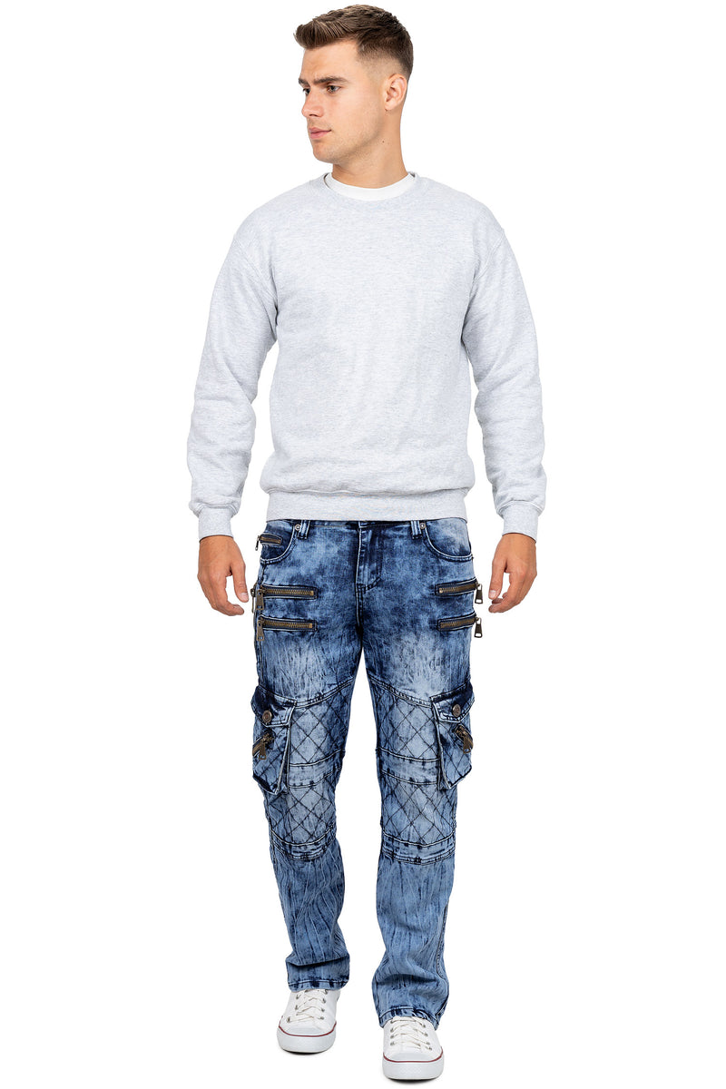 Herren Regular Fit Jeans Stonewashed KM060 - Blue