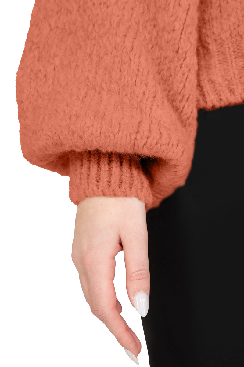 Damen Relaxed Fit Strickpullover 25RSW089 - Orange