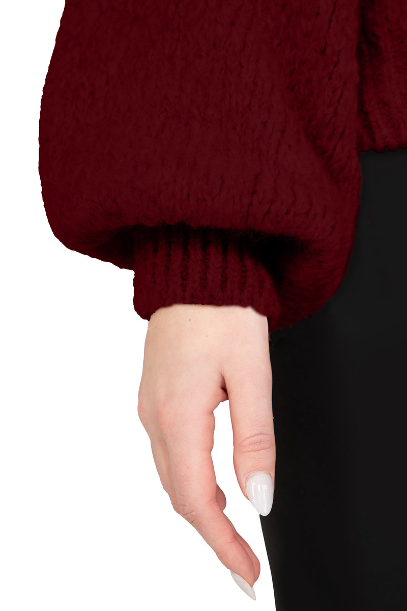 Damen Relaxed Fit Strickpullover 25RSW089 - Bordeaux