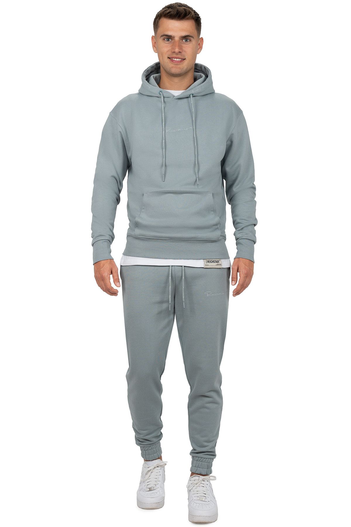 Herren Regular Fit Jogginghose Marken-Stick in Grey – Reichstadt – Ansicht 5