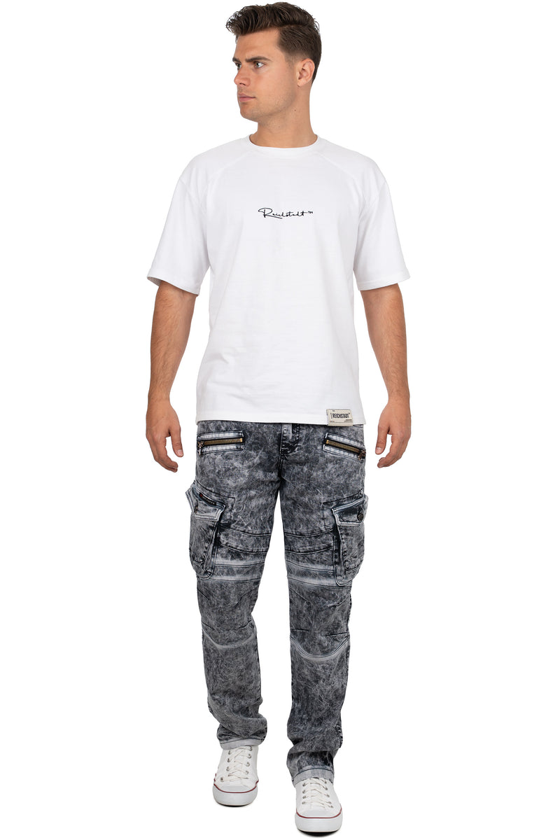 Herren Straight Fit Jeans Stonewashed CD780 - Black