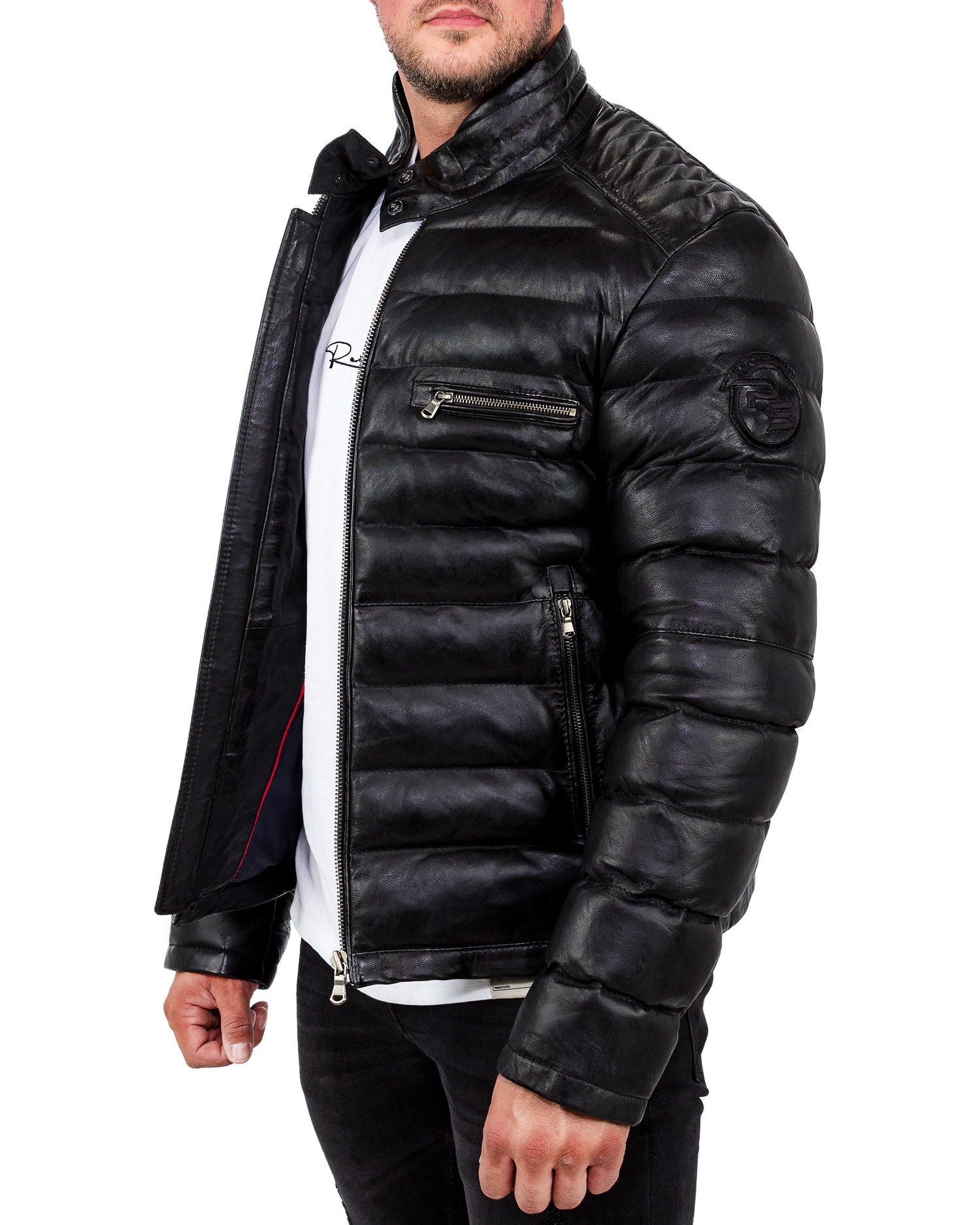 Reichstadt Herren Regular Fit Lederjacke Schwarz (Modell 19RS016) - Ansicht 5