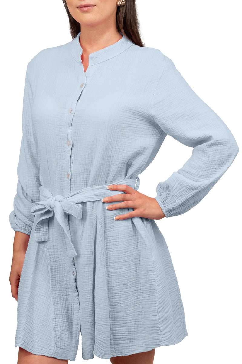 Damen Oversized Sommerkleid Musselin 25RSW075 - Baby Blue