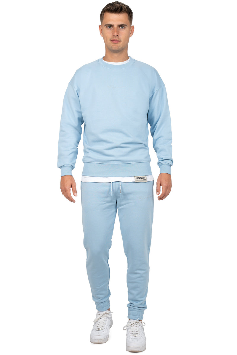 Herren Regular Fit Pullover Logo-Stitching 23RS037 - Baby Blue