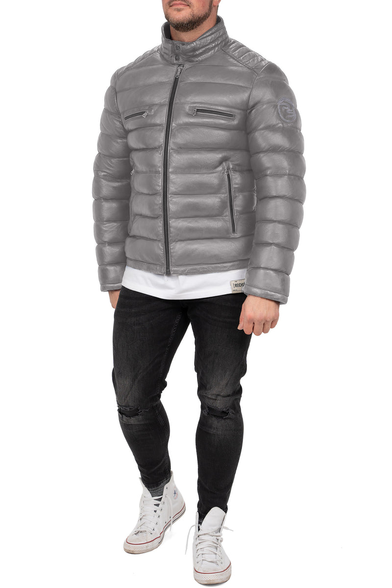 Reichstadt Herren Regular Fit Lederjacke Grau (Modell 19RS016) - Ansicht 5