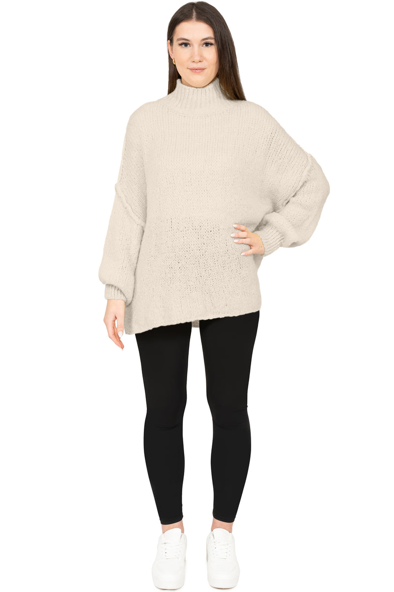 Damen Relaxed Fit Strickpullover 25RSW092 - Beige