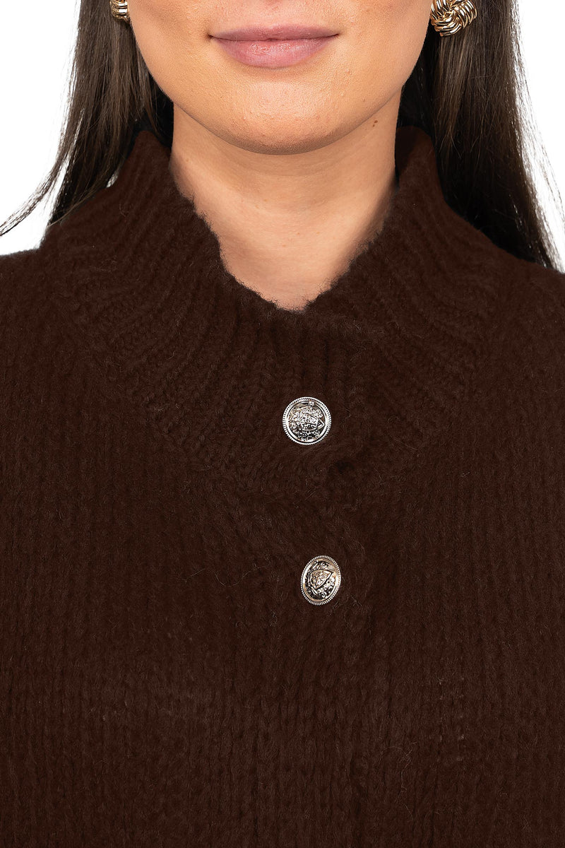 Damen Relaxed Fit Strickjacke Oversized-Look 25RSW068 - Brown