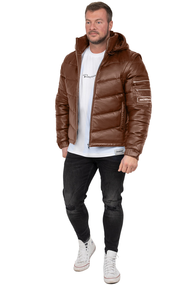 Herren Regular Fit Jacke Echtleder 22RS032LUX - Cognac