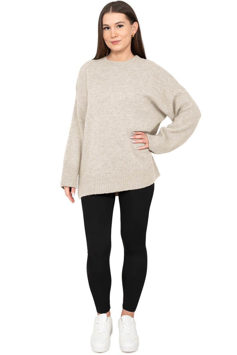 Damen Oversized Strickpullover 25RSW087 - Beige