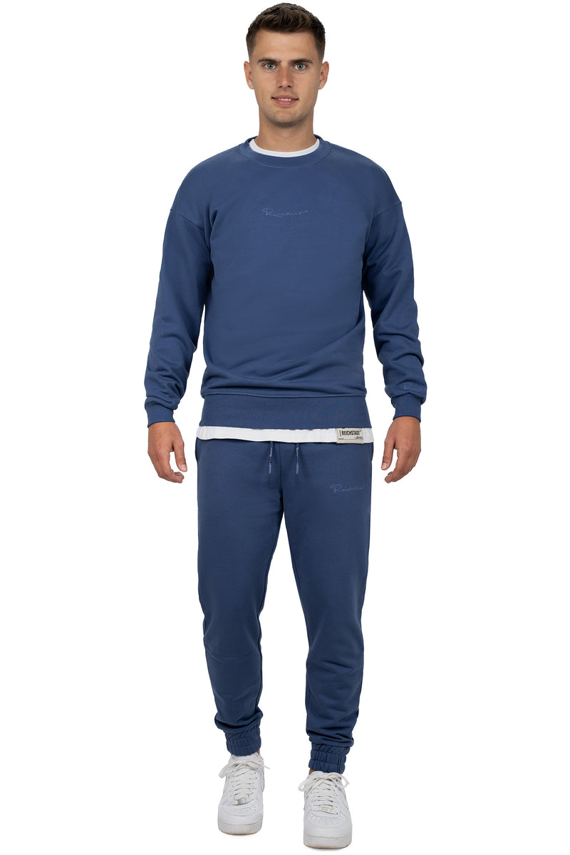 Herren Regular Fit Pullover Logo-Stitching 23RS037 - Dark Blue
