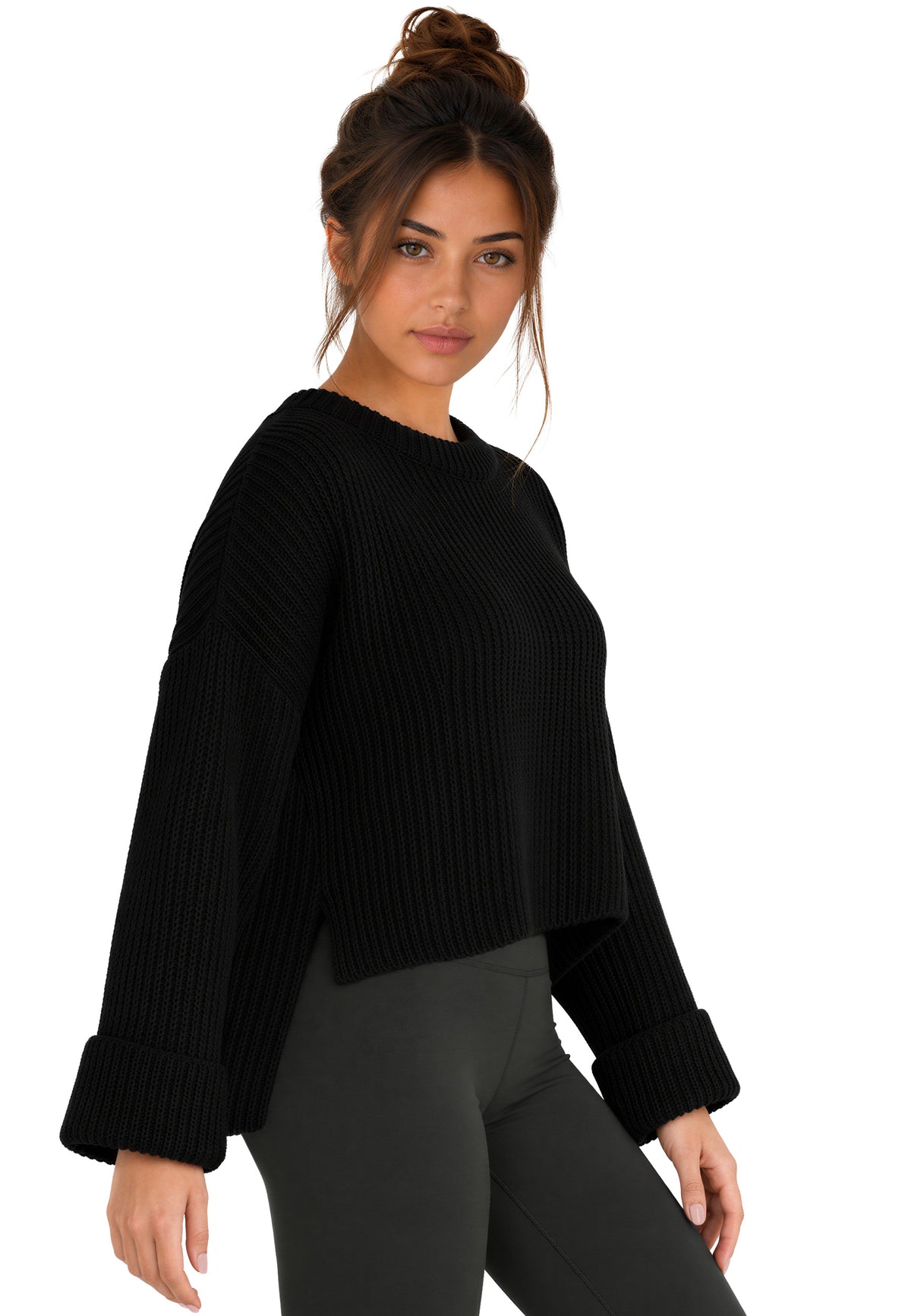 Damen Relaxed Fit Strickpullover 25RSW093 - Brown