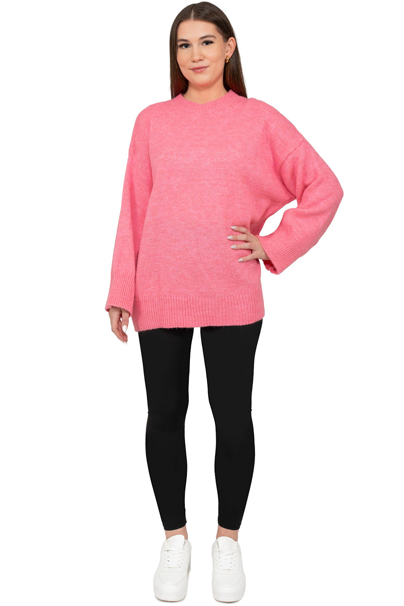 Damen Oversized Strickpullover 25RSW087 - Baby Rosa