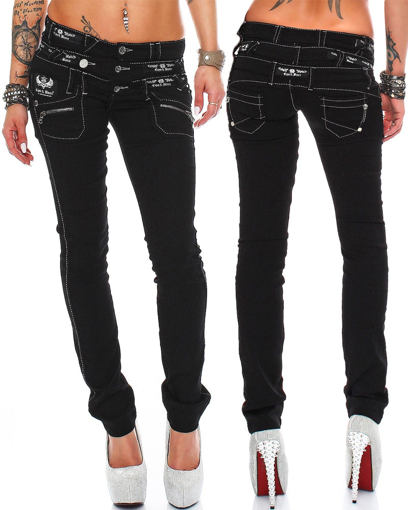 Damen Regular Fit Jeans Mid Waist CBW0313 - Black