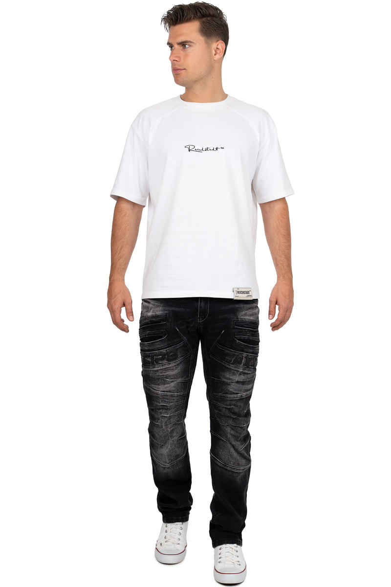 Herren Regular Fit Jeans Stonewashed CD491 - Black