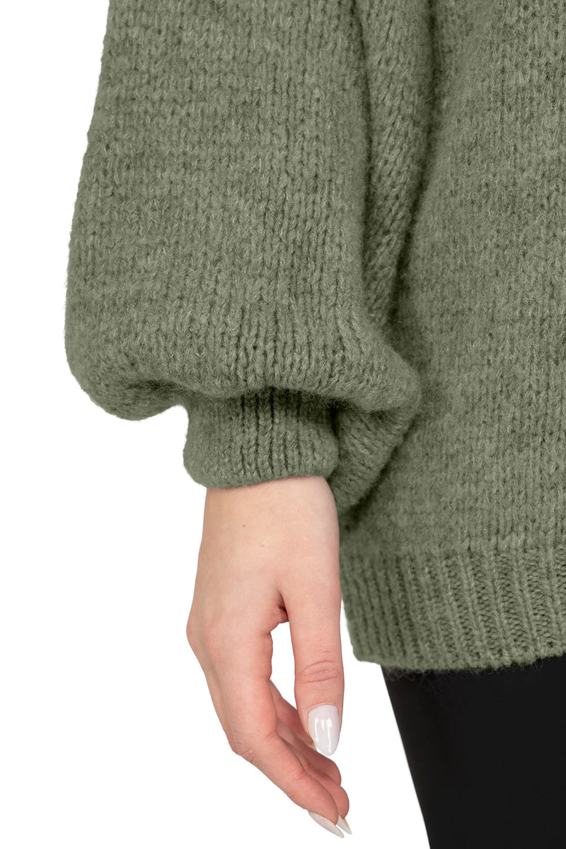 Damen Relaxed Fit Rollkragenpullover 25RSW090 - Green