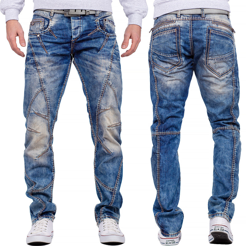 Herren Regular Fit Jeans Stonewashed C0894 - Blue