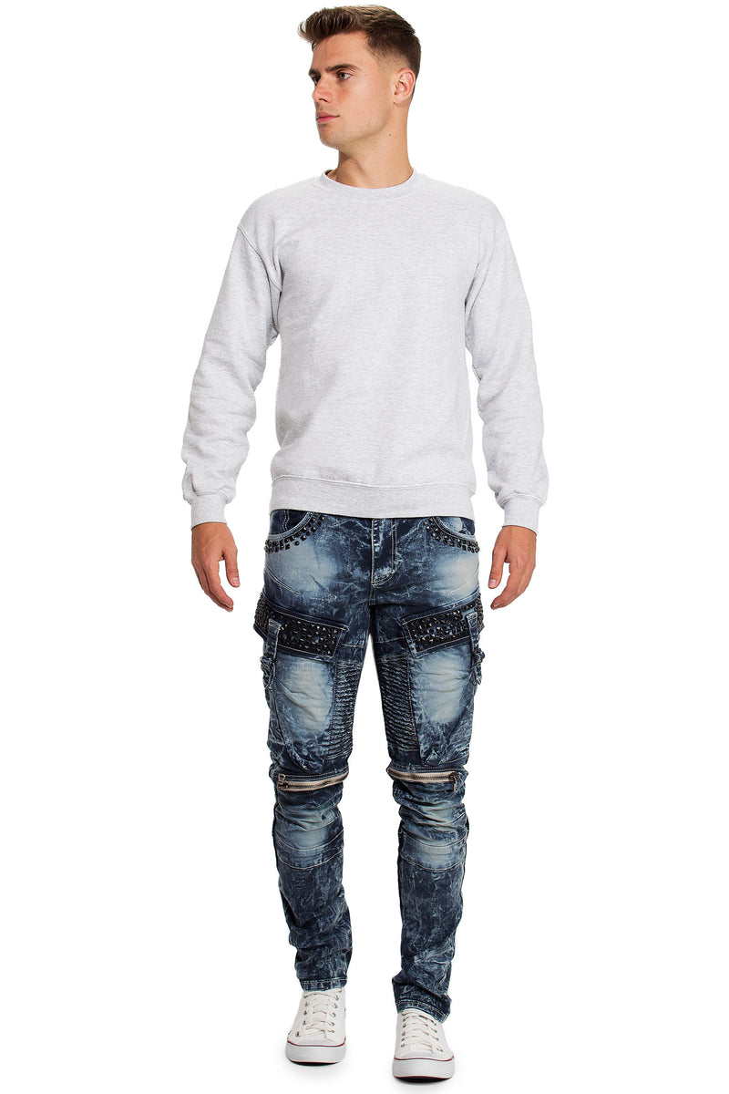 Herren Regular Fit Jeans Stonewashed CD494 - Blue