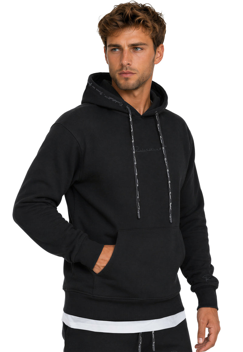 Herren Regular Fit Hoodie Marken-Stick 23RS034 - Black