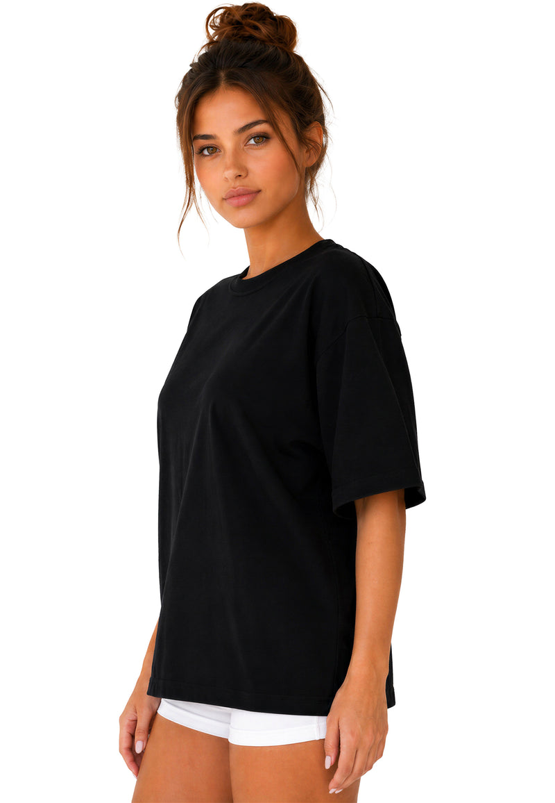 Damen Regular Fit T-Shirt Shoulder Drop 25RSW071 - Black