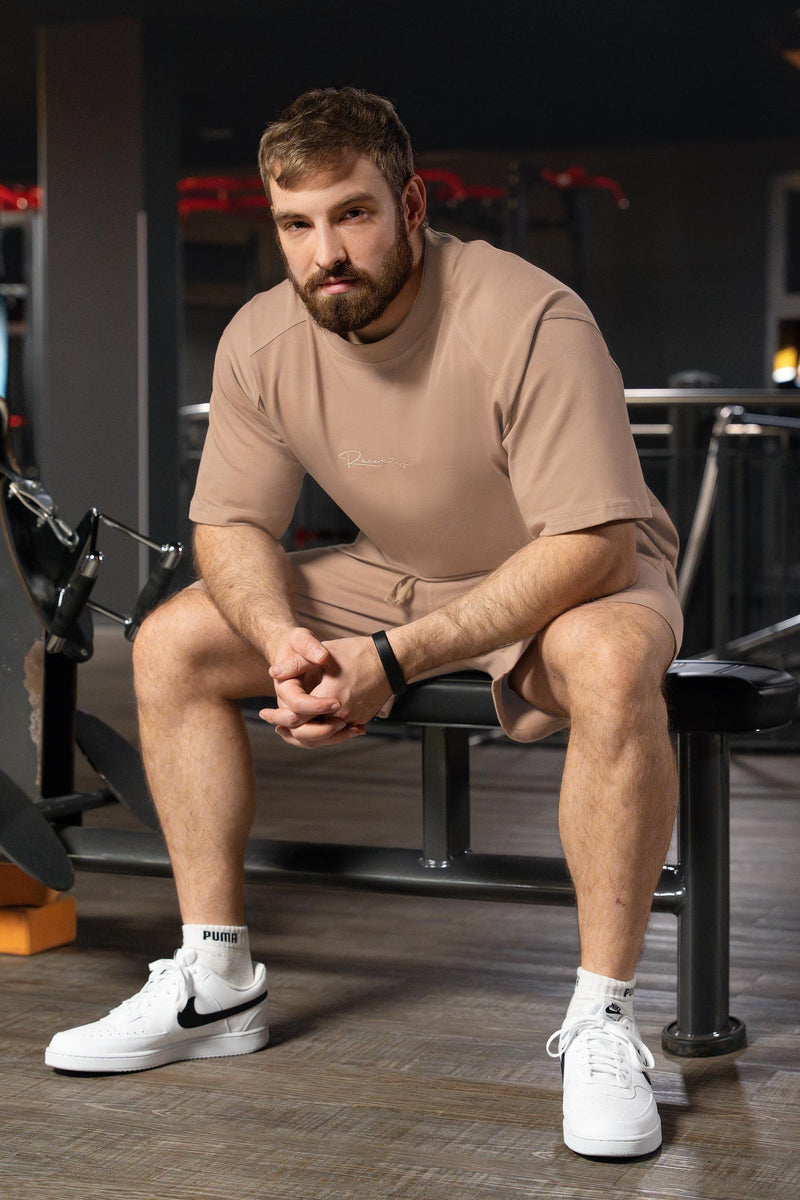 Herren Regular Fit Shorts Marken-Stick S-23RS043 - Warm Brown