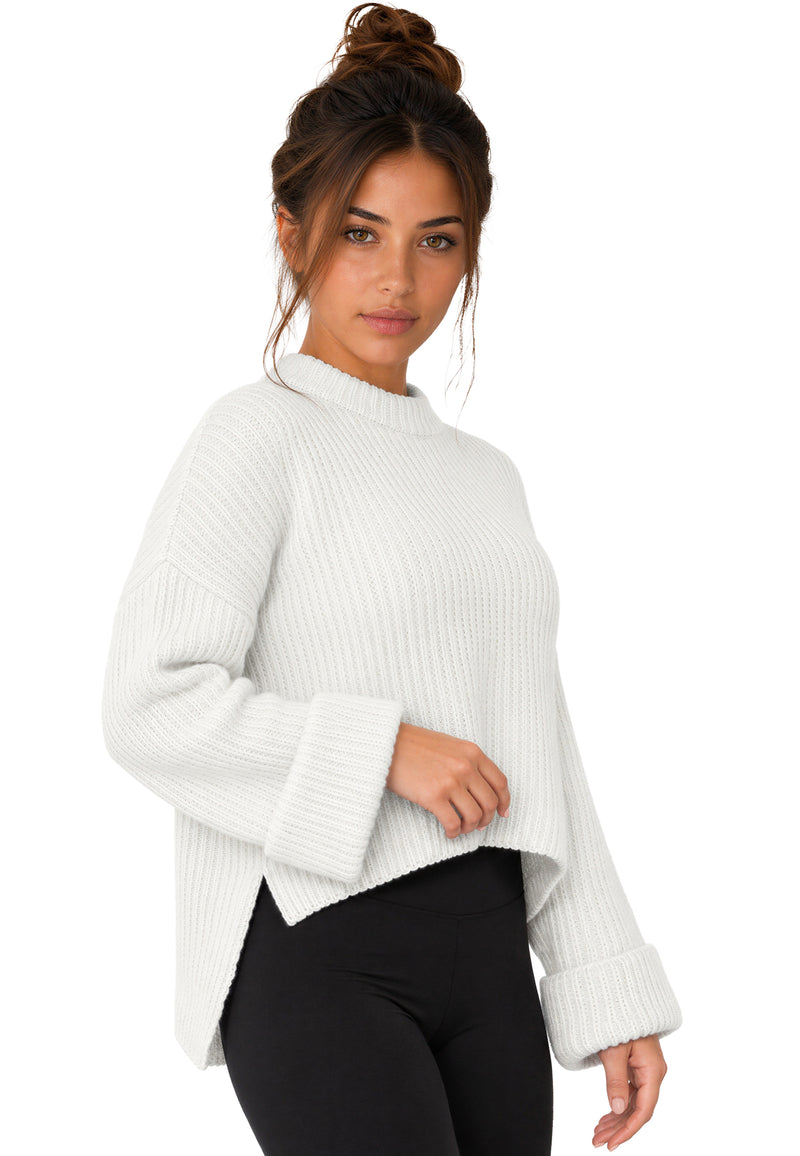 Damen Relaxed Fit Strickpullover 25RSW093 - White