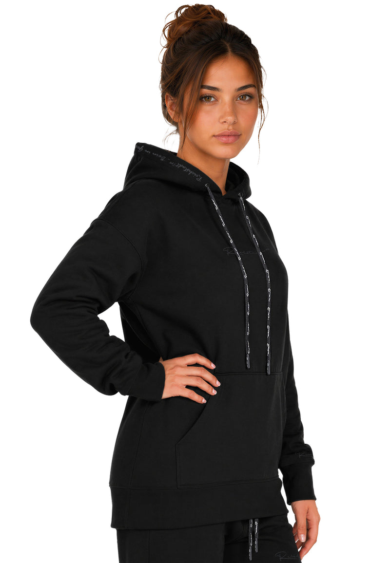 Damen Relaxed Fit Hoodie Marken-Stick 23RSW038 - Black