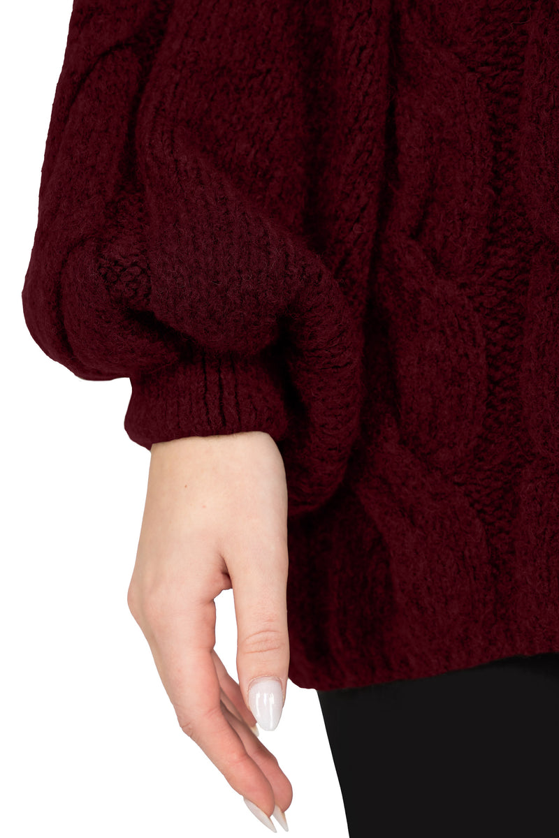 Damen Relaxed Fit Strickpullover 25RSW091 - Bordeaux