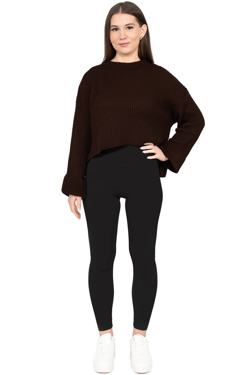 Damen Relaxed Fit Strickpullover 25RSW093 - Brown