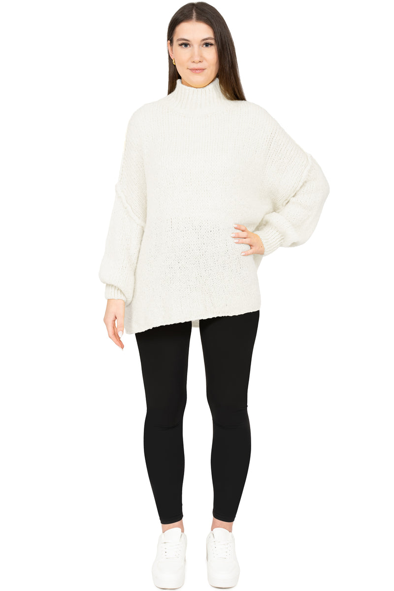Damen Relaxed Fit Strickpullover 25RSW092 - White