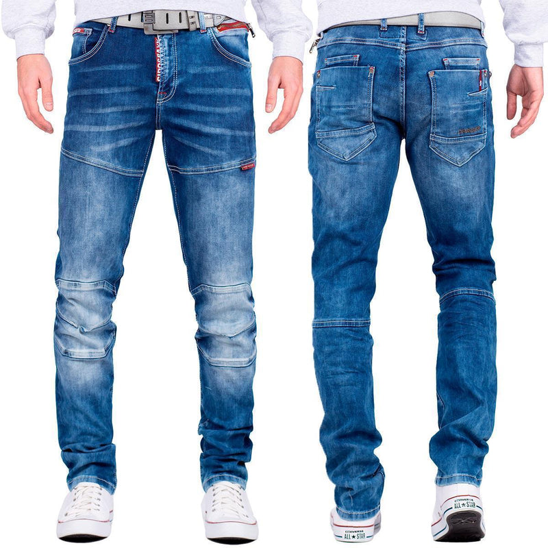 Herren Straight Fit Jeans Stonewashed CD698 - Blue