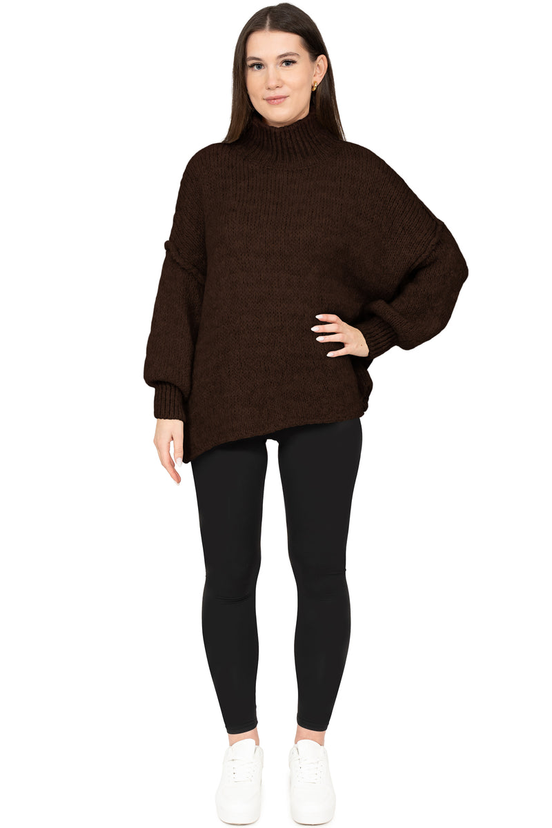 Damen Relaxed Fit Strickpullover 25RSW092 - Brown
