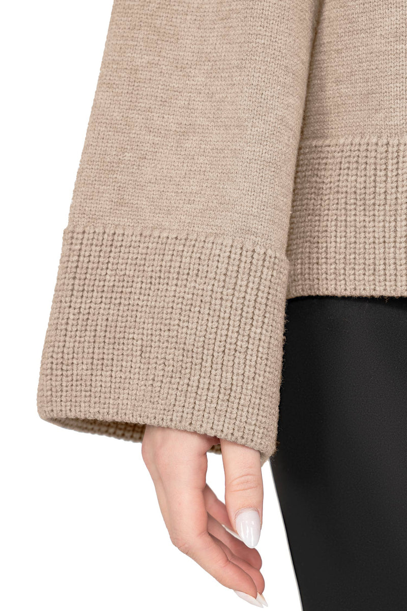 Damen Relaxed Fit Rollkragenpullover 25RSW097 - Beige