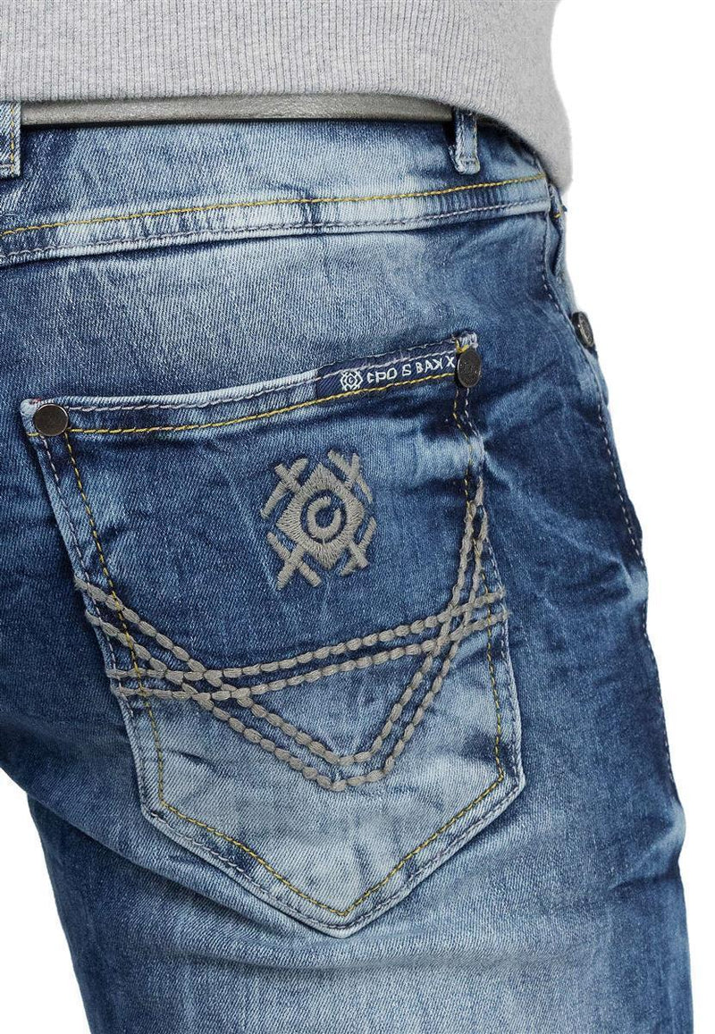 Herren Slim Fit Jeans Stonewashed CD533 - Dark Blue