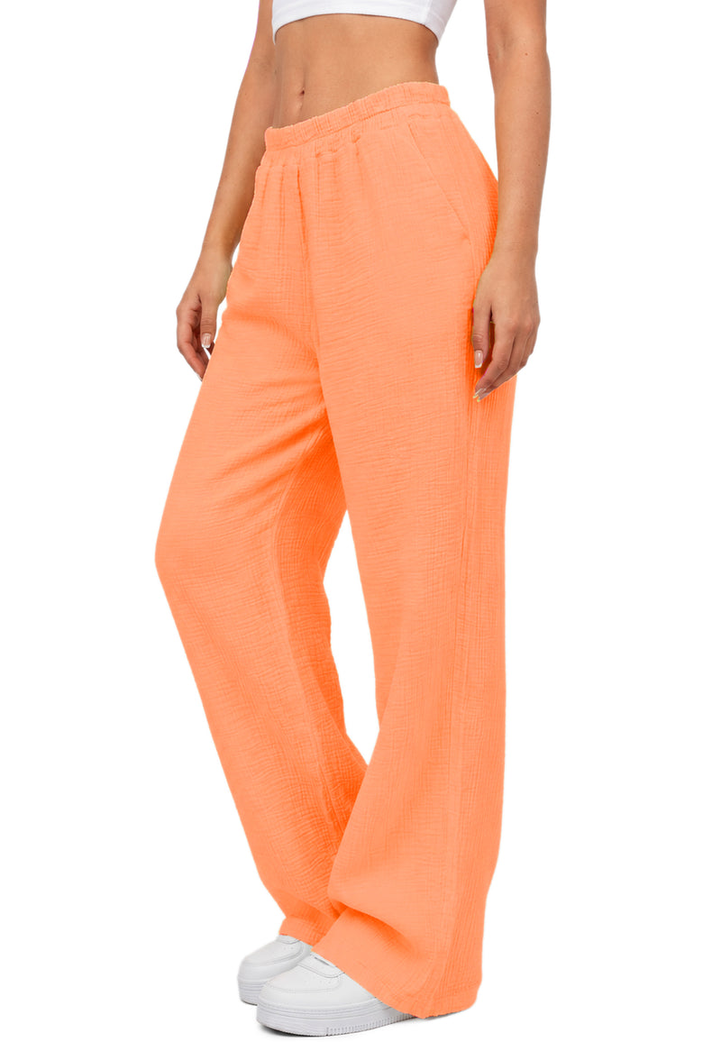 Damen Oversized Hose Musselin 25RSW082 - Orange