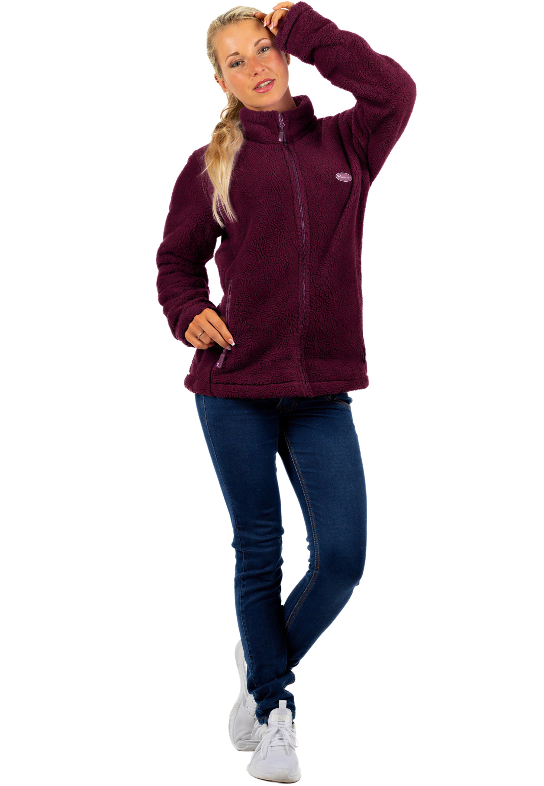 Damen Regular Fit Fleecejacke Kuschelige 22RSW002 Red Wine - mehrfarbig