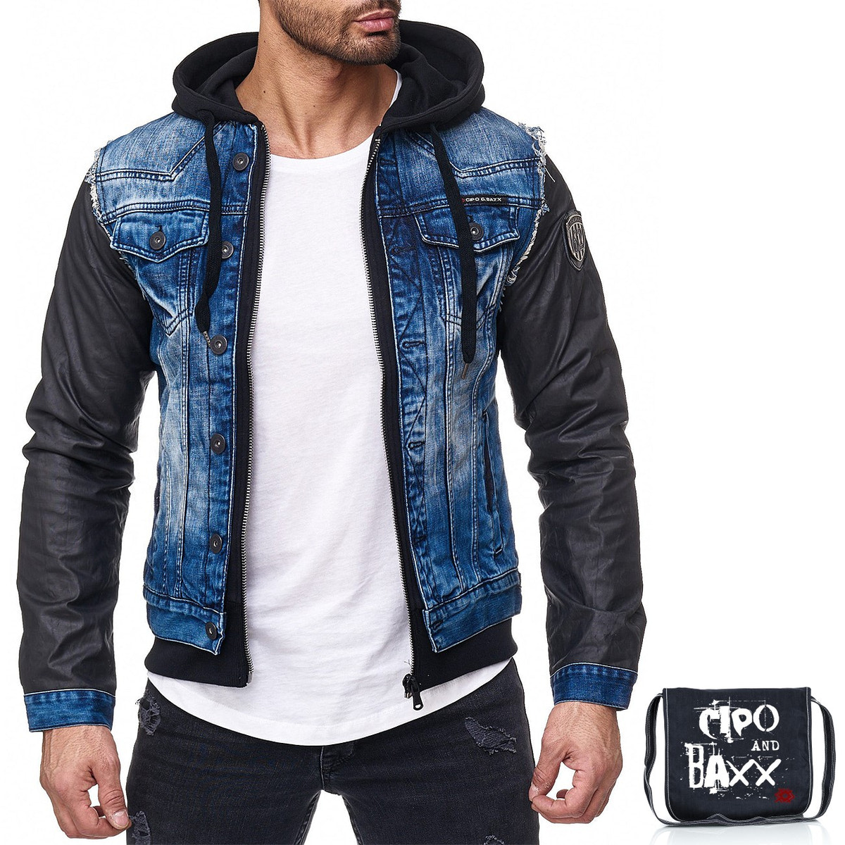 Herren Regular Fit Jacke Denim in Blue – Cipo & Baxx – Ansicht 6