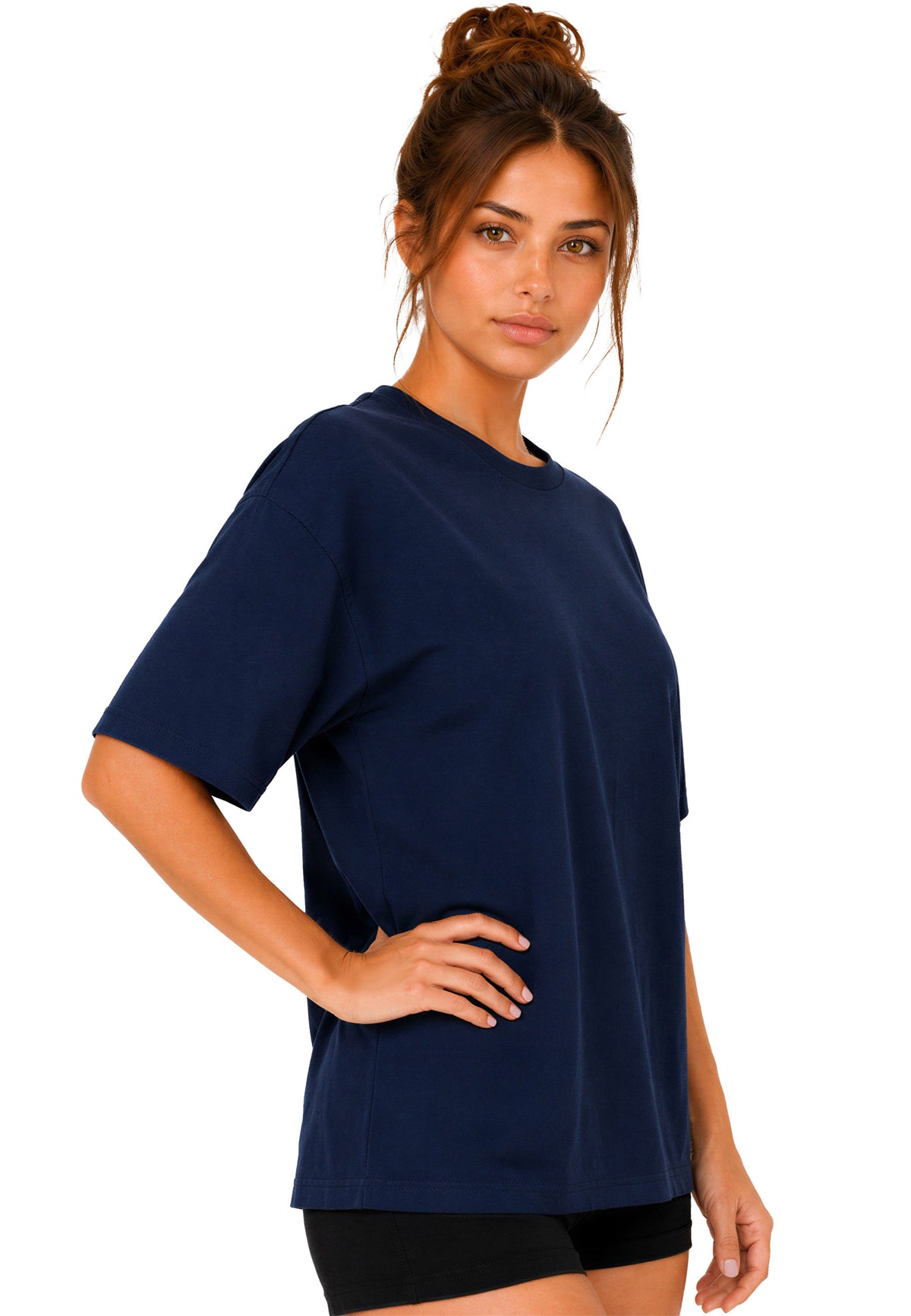 Damen Regular Fit T-Shirt Shoulder Drop in Dark Blue – Reichstadt – Ansicht 6