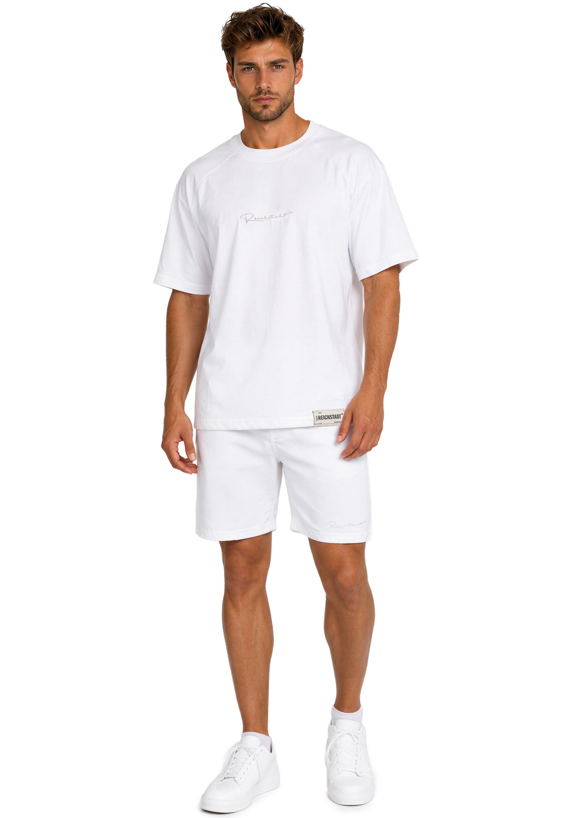 Herren Regular Fit Shorts Mid Waist 25RS073 - White