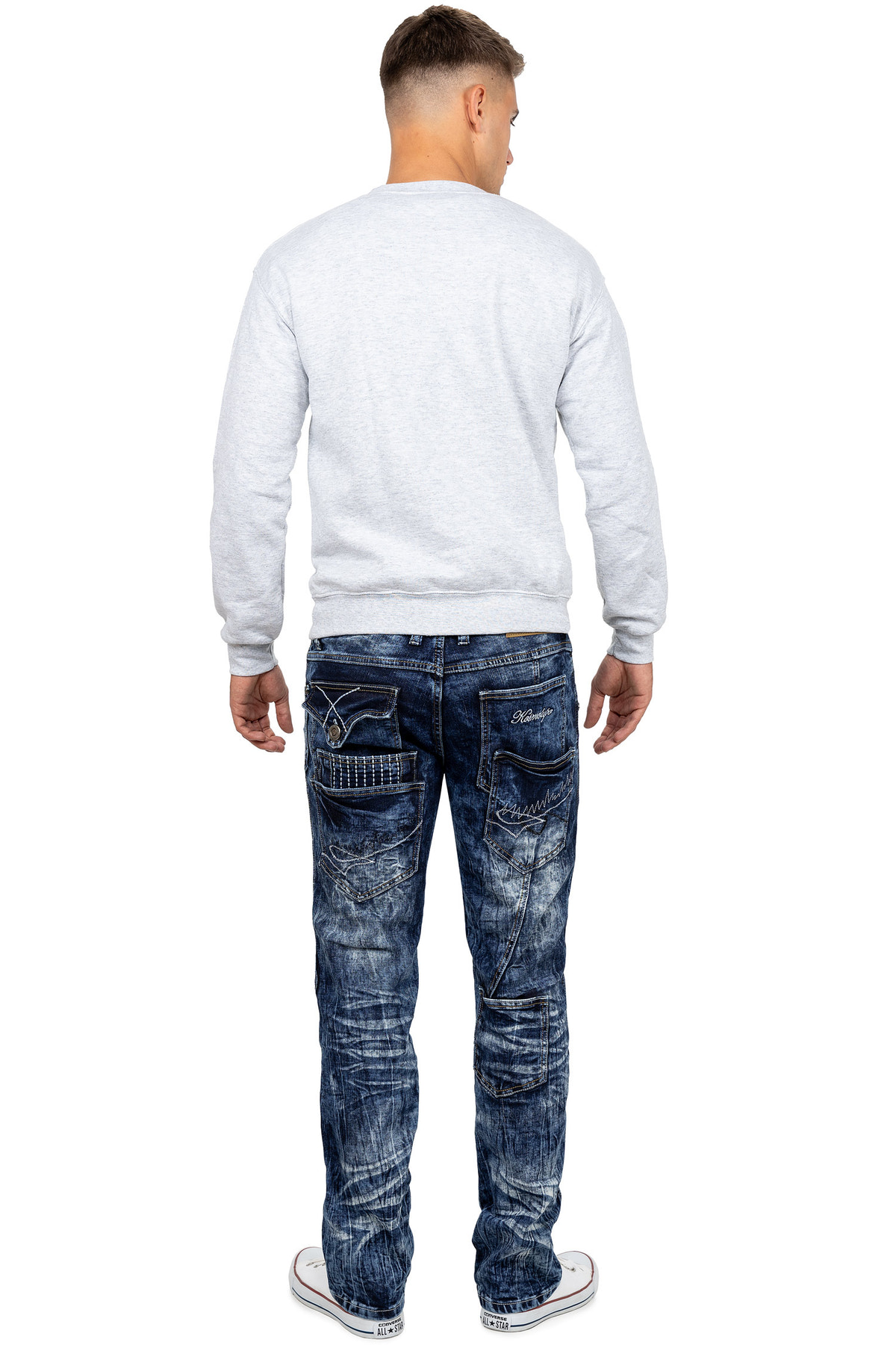 Herren Regular Fit Jeans Stonewashed in Blue – Kosmo Lupo – Ansicht 6