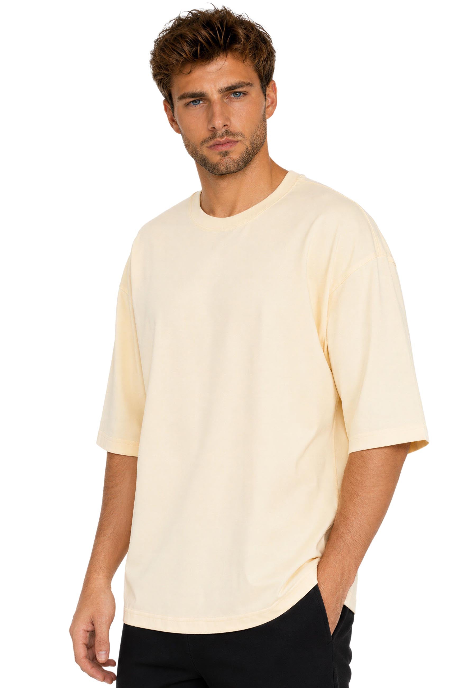 Herren Oversized T-Shirt 25RS070 Beige - mehrfarbig