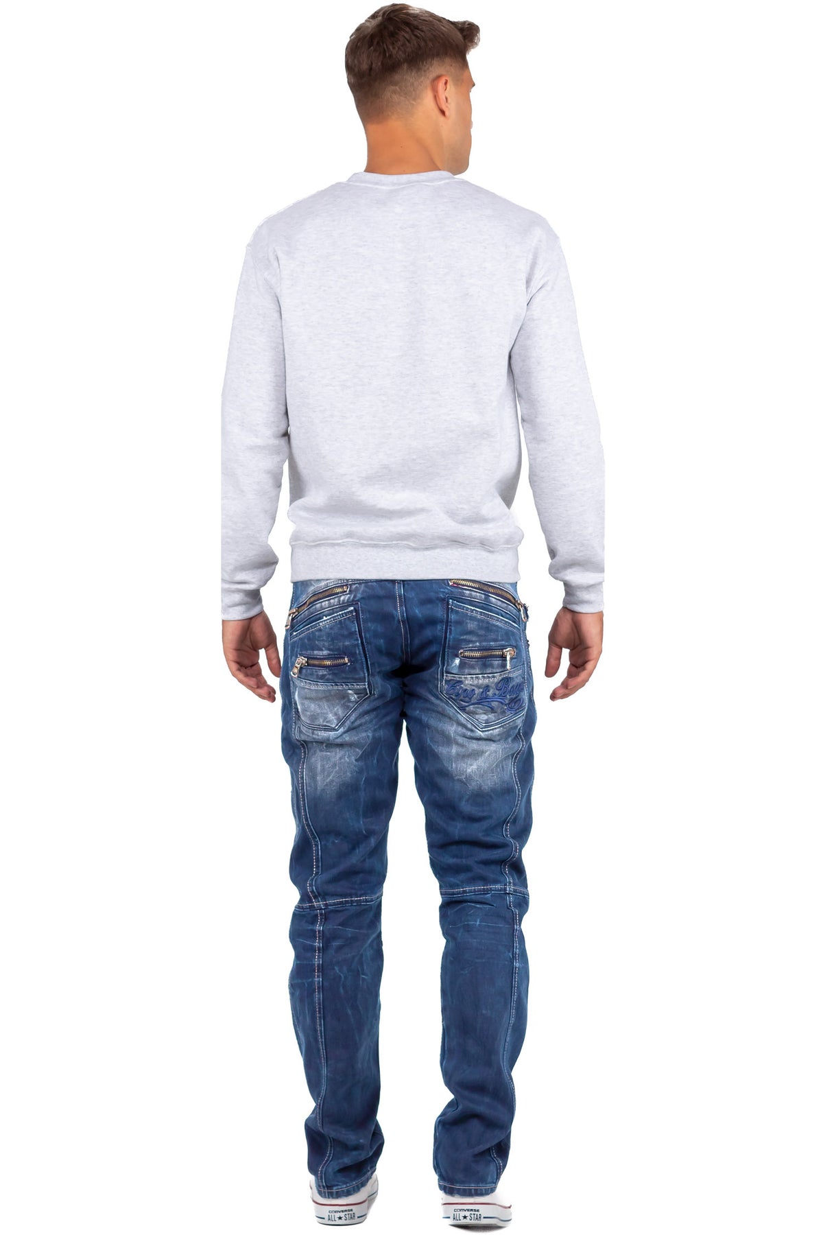 Herren Regular Fit Jeans Stonewashed in Blue – Cipo & Baxx – Ansicht 6