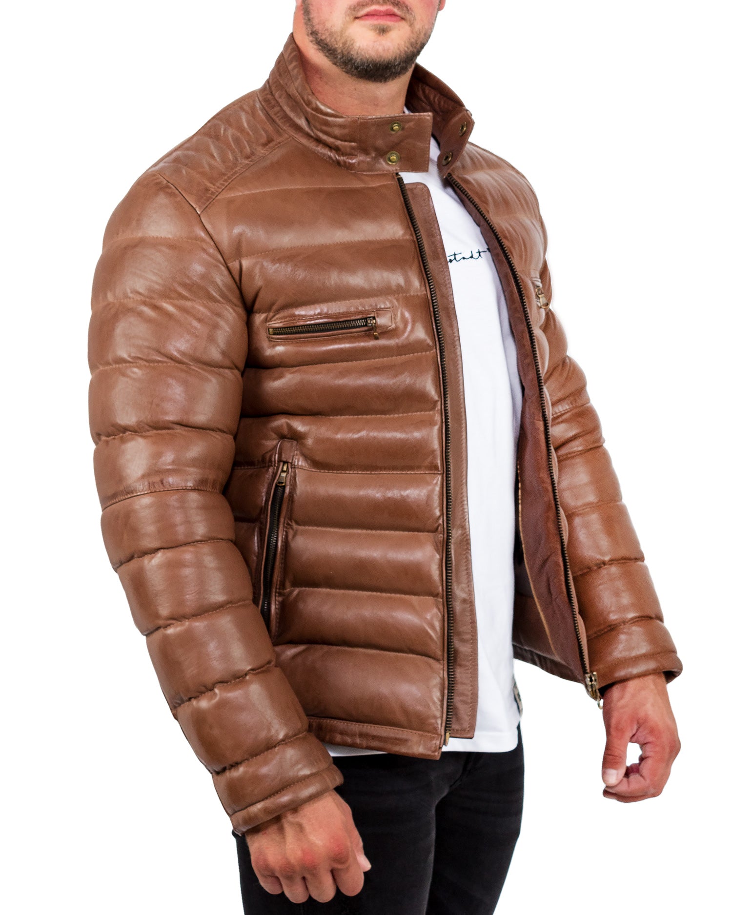 Reichstadt Herren Regular Fit Lederjacke Braun (Modell 19RS016) - Ansicht 6
