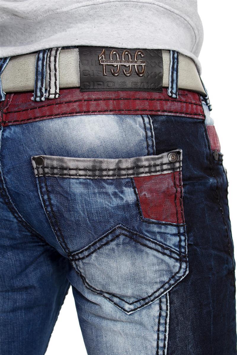 Herren Bequem Jeans Stonewashed CD574 - Blue