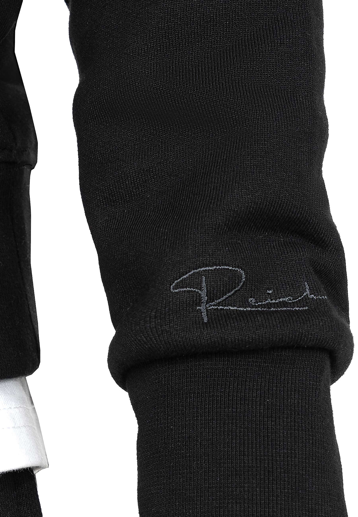Herren Regular Fit Hoodie Marken-Stick in Black – Reichstadt – Ansicht 6