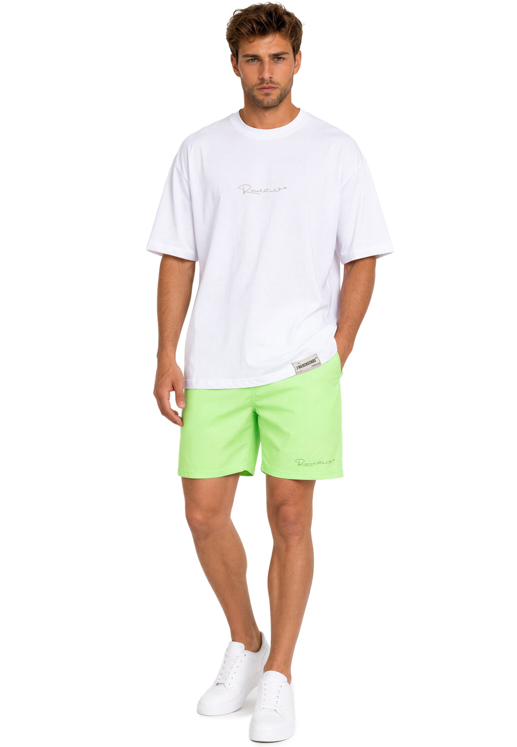 Herren Regular Fit Shorts Mid Waist 25RS073 - Green
