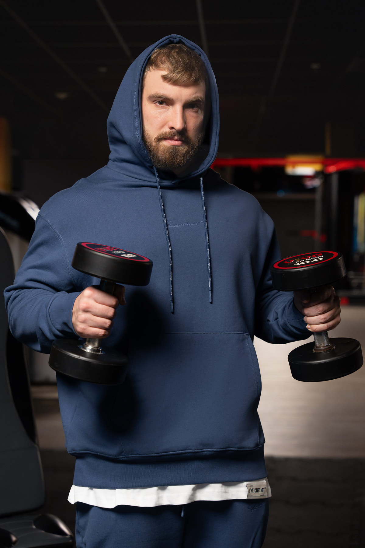 Herren Regular Fit Sport Hoodie Marken-Stick in Dark Blue – Reichstadt – Ansicht 6