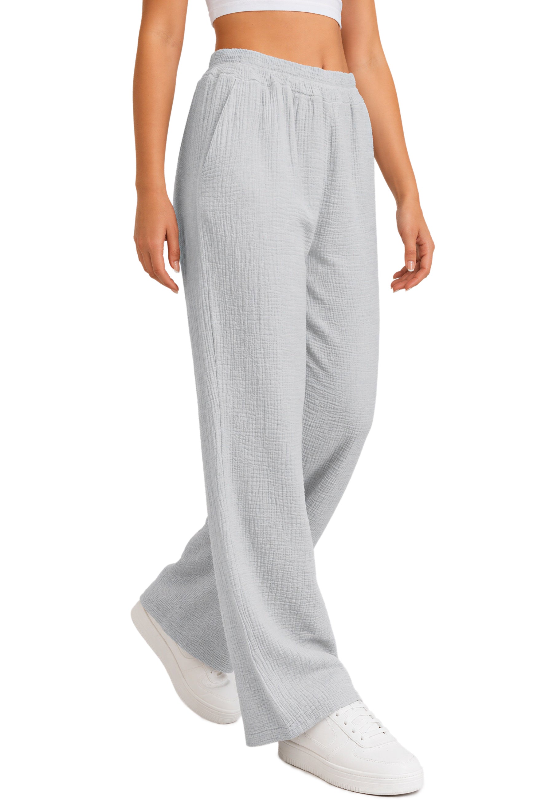 Damen Oversized Hose Musselin 25RSW082 - Grey